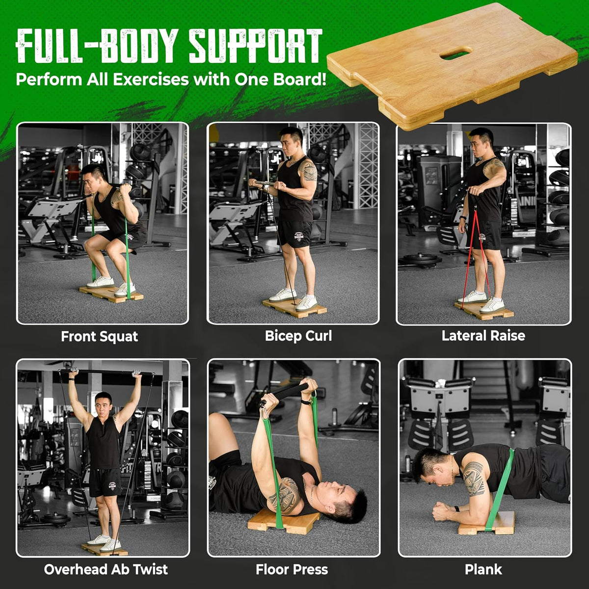 wood fitness board, exercise platform or wooden exercise, side view