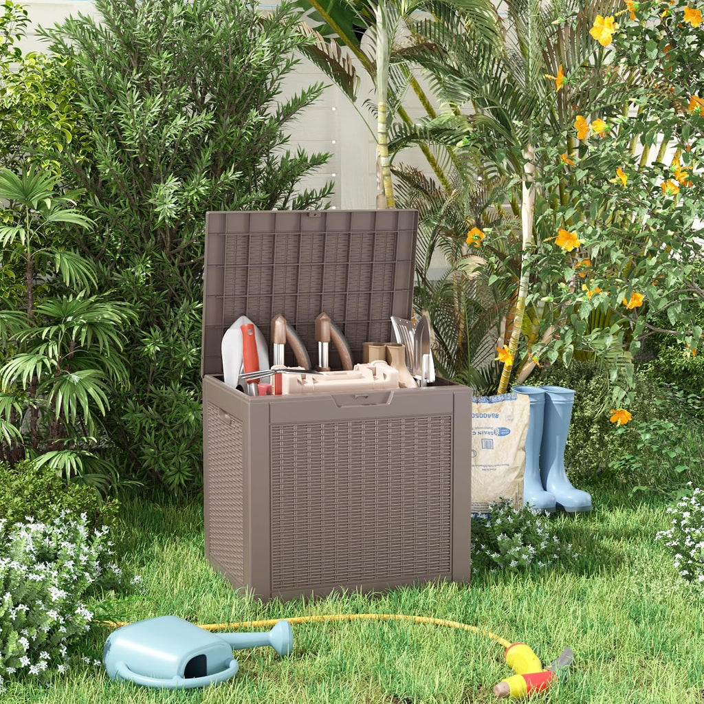 rojik outdoor storage housing deck box - waterproof on a desk or shelf
