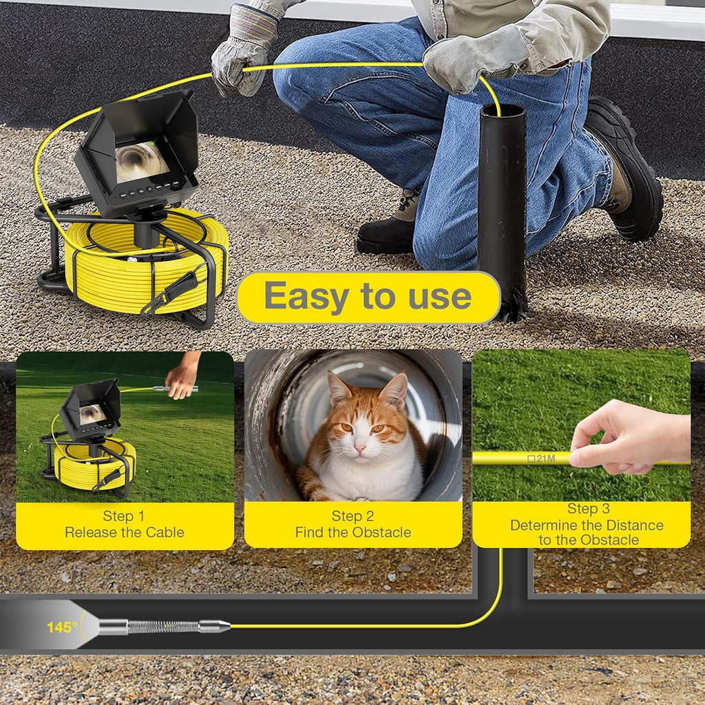 sewer camera 100 ft, 4.3" hd screen, 23mm, package contents