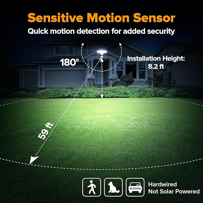 LUTEC 84W 9500LM LED Security Light Motion Sensor Outdoor Lights