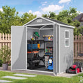 Amopatio 6x4 FT Outdoor Storage Shed with Floor, Grey & White