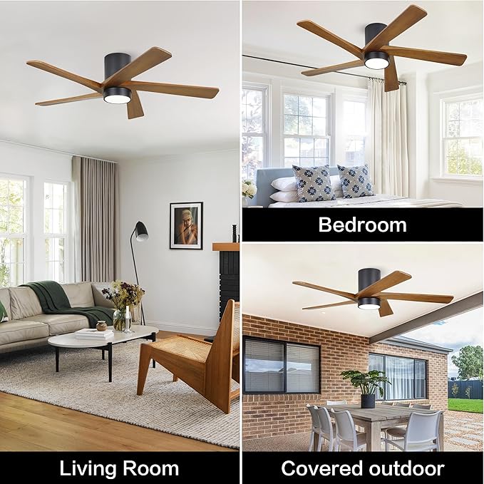 WINGBO 48 Inch Flush Mount DC Ceiling Fan