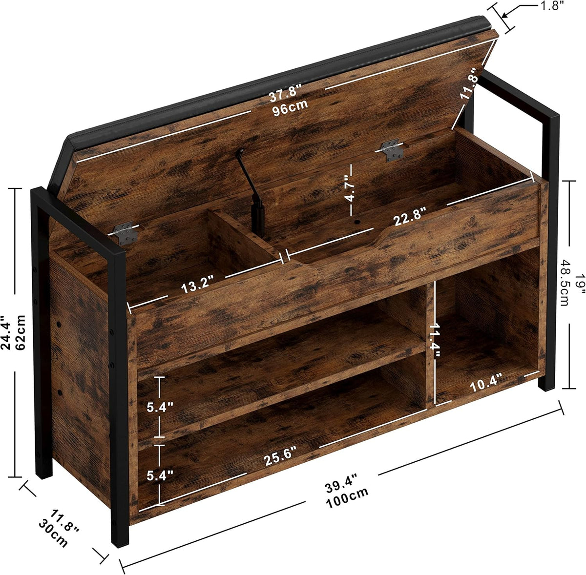 IRONCK Shoe Storage Bench with Doors and Storage for Entryway and Hallway