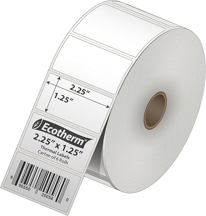 2.25" x 1.25" Thermal Labels | 6 Rolls | 12600 Labels | fits Zebra, Offnova