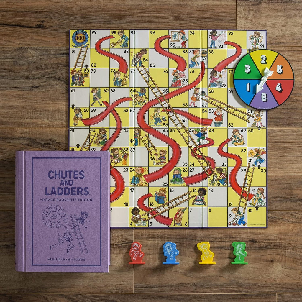 WS Game Company Chutes and Ladders Vintage Bookshelf Edition Board Game Set
