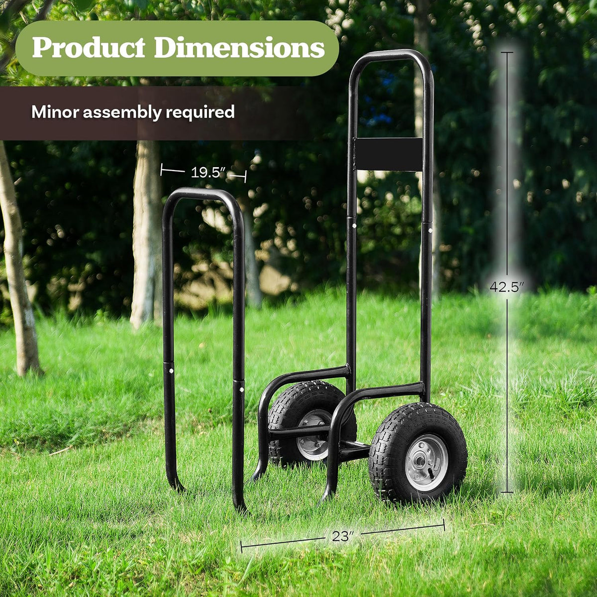 firewood carrier – rolling storage cart for logs, close-up detail