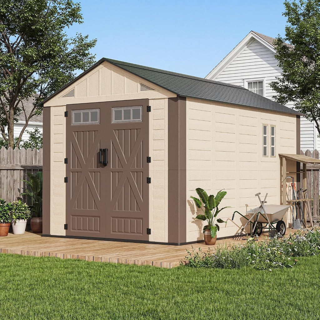 AirWire 8x12 FT Outdoor Resin Storage Shed Beige