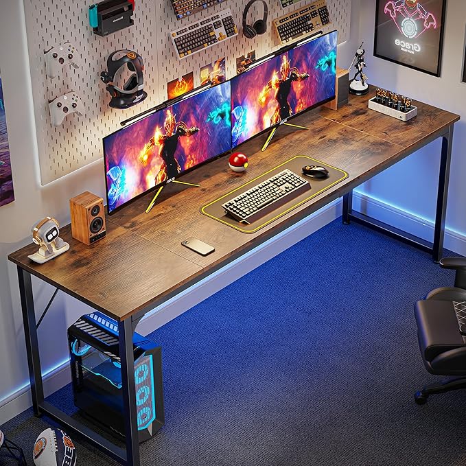 Huuger Computer Desk, 80 Inch Office Desk, Gaming Desk