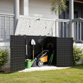 Greesum Outdoor Trash Can Storage Shed, 34 Cu.ft Waterproof Horizontal Storage Shed, Portable Horizontal Resin Storage Shed for Garden, Backyard, Patio, Dark Black