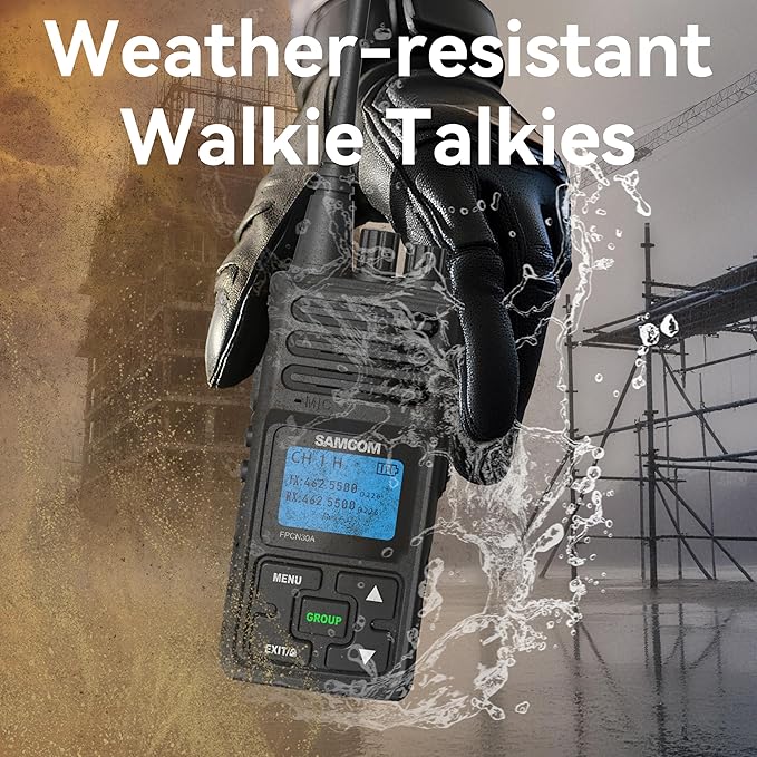 SAMCOM Two Way Radio with Shoulder Speaker Mic, 5W High Power 2 Way Radios Long (4 Packs)