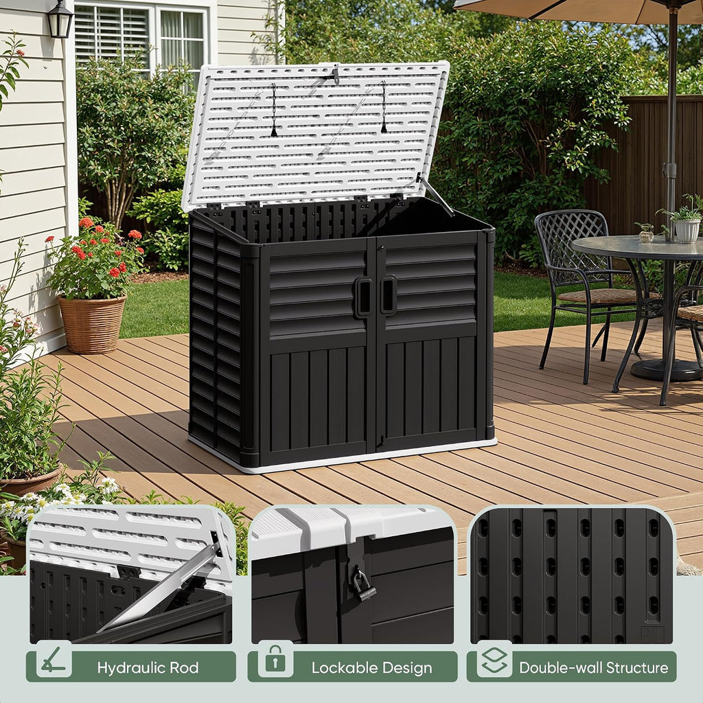 devoko outdoor storage shed, 34 cu ft outdoor, side view