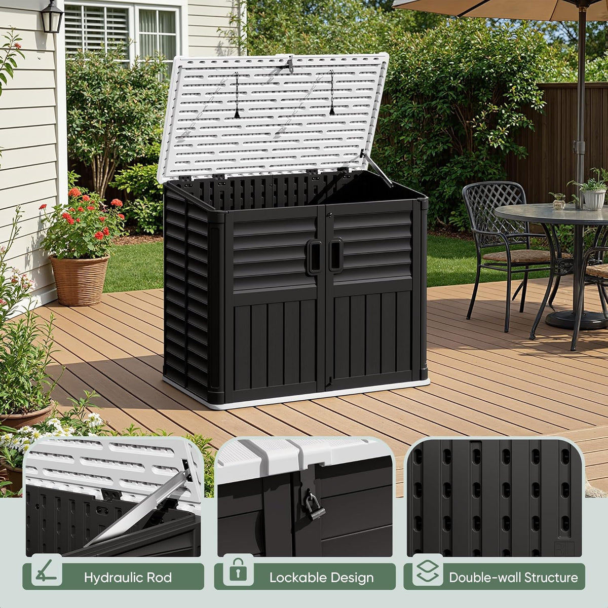 devoko outdoor storage shed, 34 cu ft outdoor, side view