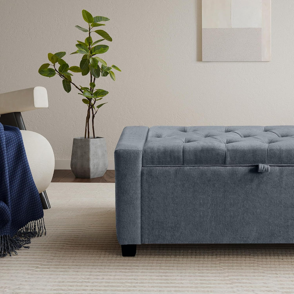 grainell 42.13” storage ottoman bench, upholstered tufted bedroom, side view