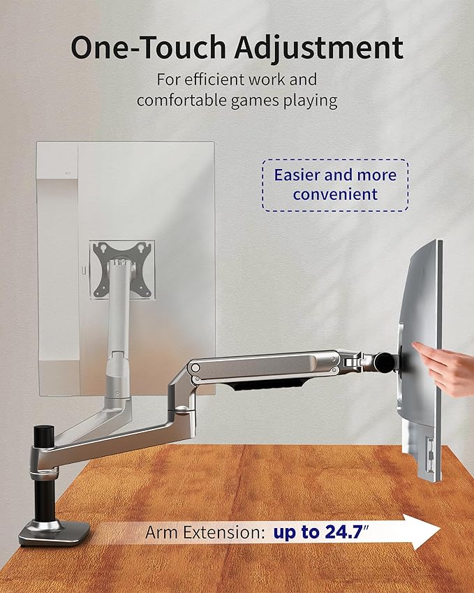 Ergounion Single Monitor Arm Desk Mount, Holds Screens up to 40 Inches and 25