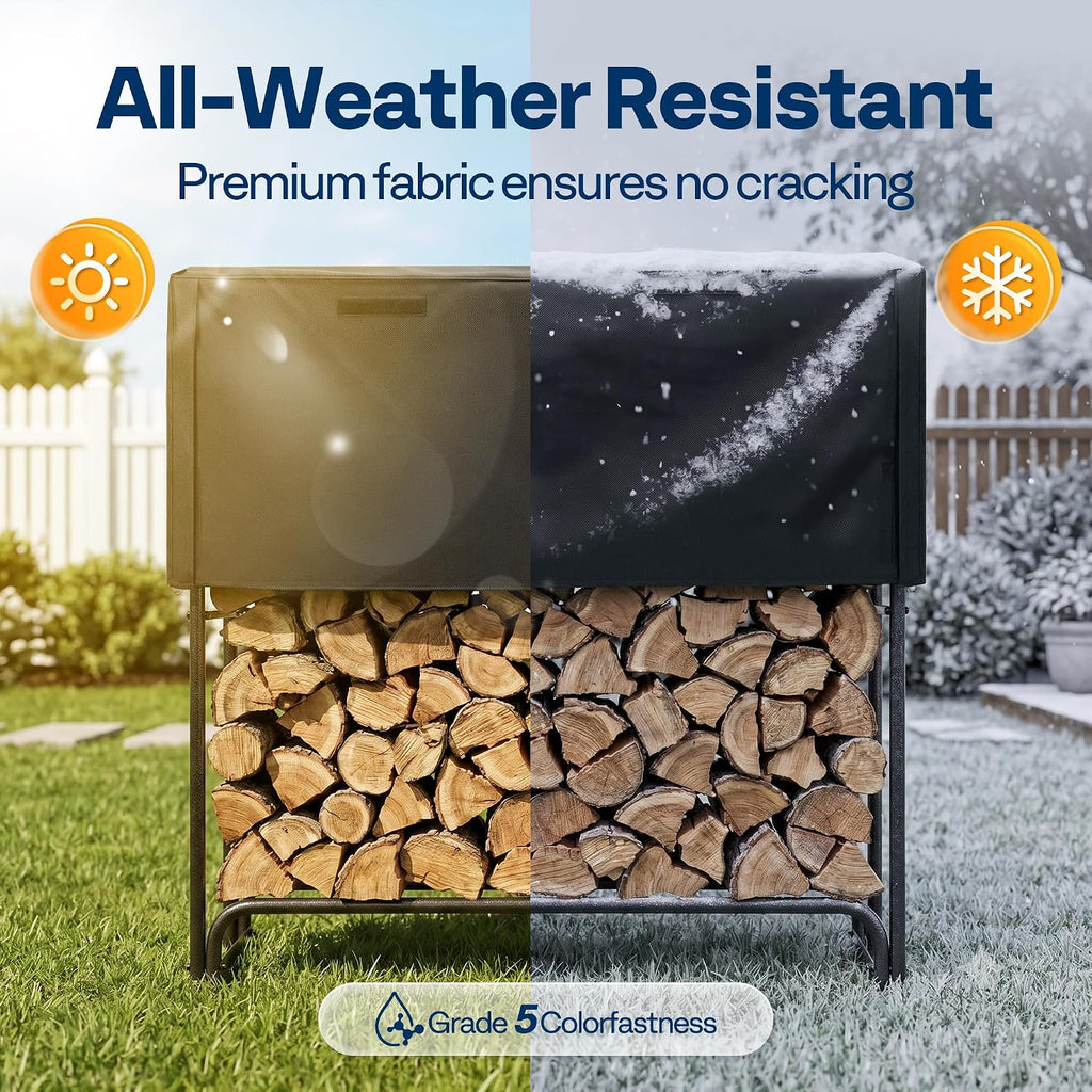 vivohome 4ft waterproof log rack cover, side view