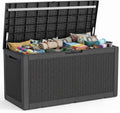 PatioZen 150 Gallon Resin Deck Box, Lockable Patio Outdoor Storage Box for Furniture, Garden Tools and Tools Storage, Waterproof Outside Storage Boxes - Black