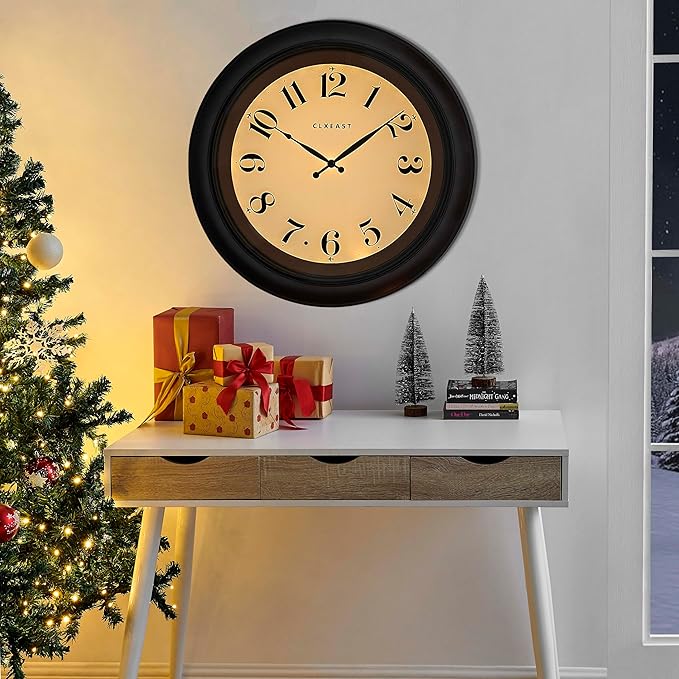 CLXEAST 18 Inch Large Illuminated Wall Clock