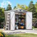 MXV 6x4 FT Outdoor Metal Storage Shed, Lockable Galvanized Steel Tool House with Sloped Roof, Waterproof Shed for Backyard, Garden, Patio, Black