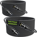 50ft XLR Cable 2 Pack, Professional Gold-Plated Rean Connectors from Neutrik