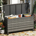 Wicker Deck Box, 125 Gallon All-Weather Outdoor Storage Box - Grey