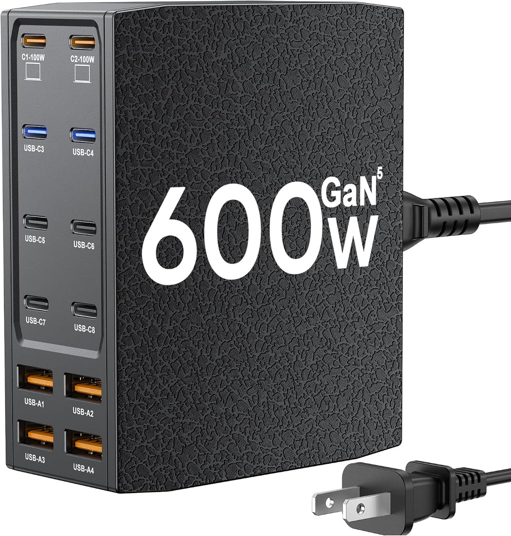 USB Charging Station, 12-Port USB C Charger Block