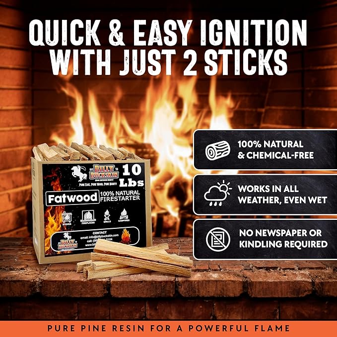 10lb Fatwood Fire Starter Sticks | 100% Natural Fire Starters