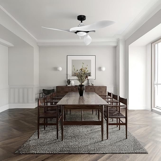 AEROFANTURE 54 Inch White Ceiling Fan, Quiet DC Motor