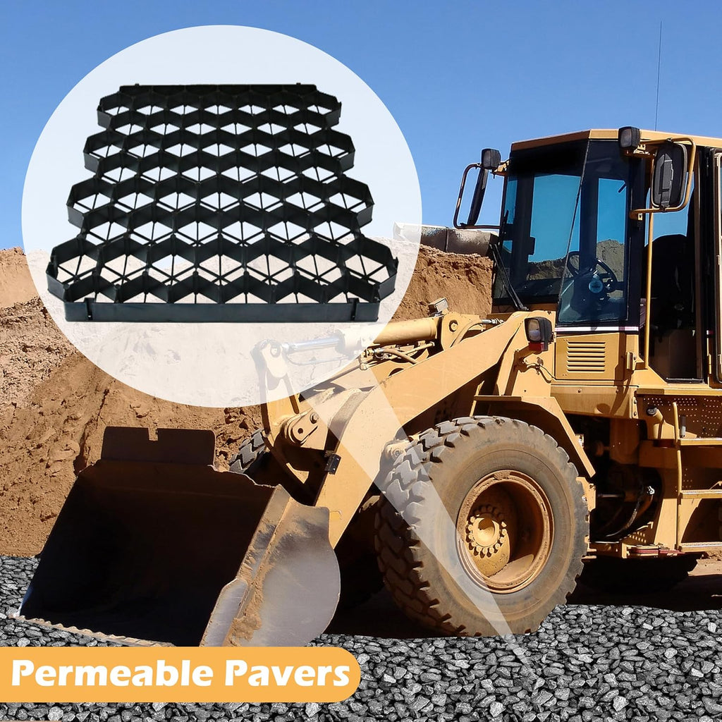 permeable pavers gravel grid base panel 1.6" depth showing dimensions