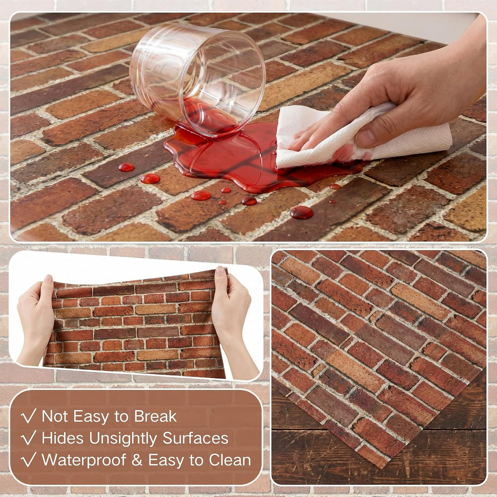 100FT x 54IN Halloween Red Brick Tablecloth Roll with Slide Cutter Box