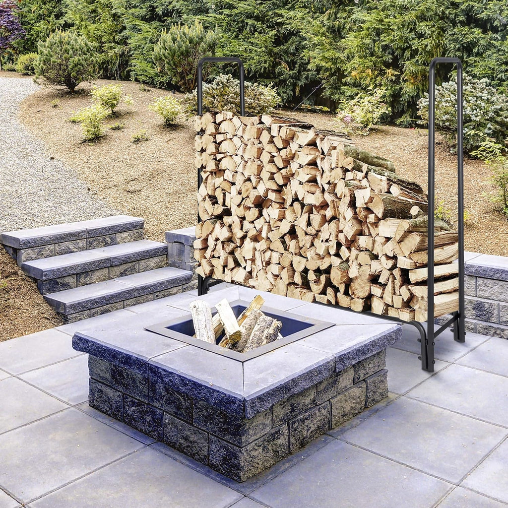 zeny firewood log rack outdoor indoor 4ft heavy showing dimensions