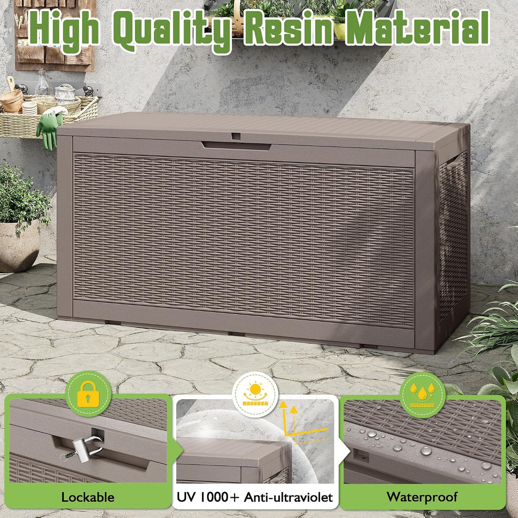 outdoor storage waterproof deck box for patio (100, close-up detail