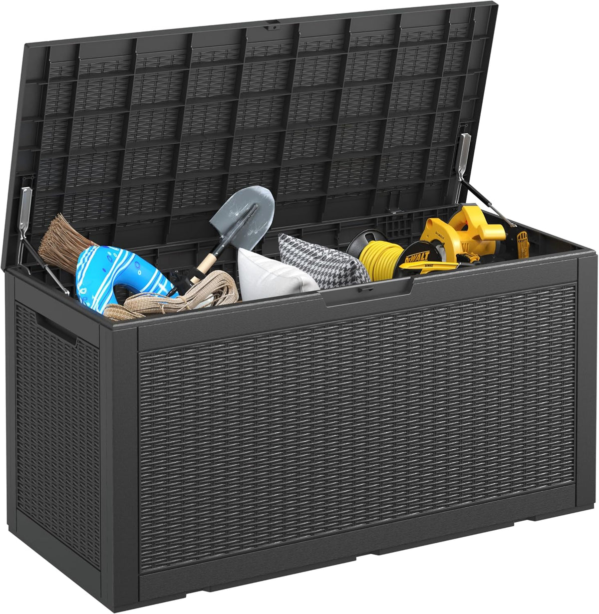 Resin Outdoor Deck Storage Box Waterproof (Black, 110 Gallon)