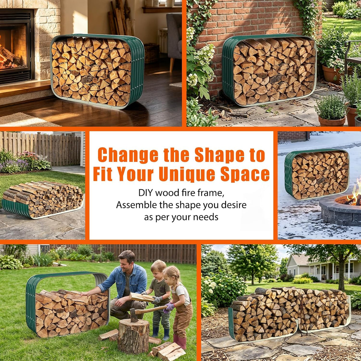 cuboid metal sheet firewood rack indoor and outdoor on a desk or shelf