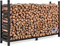 Woodhaven 8-Foot Raised Firewood Rack Black w/o Cover, 1/2 Cord|Made in USA