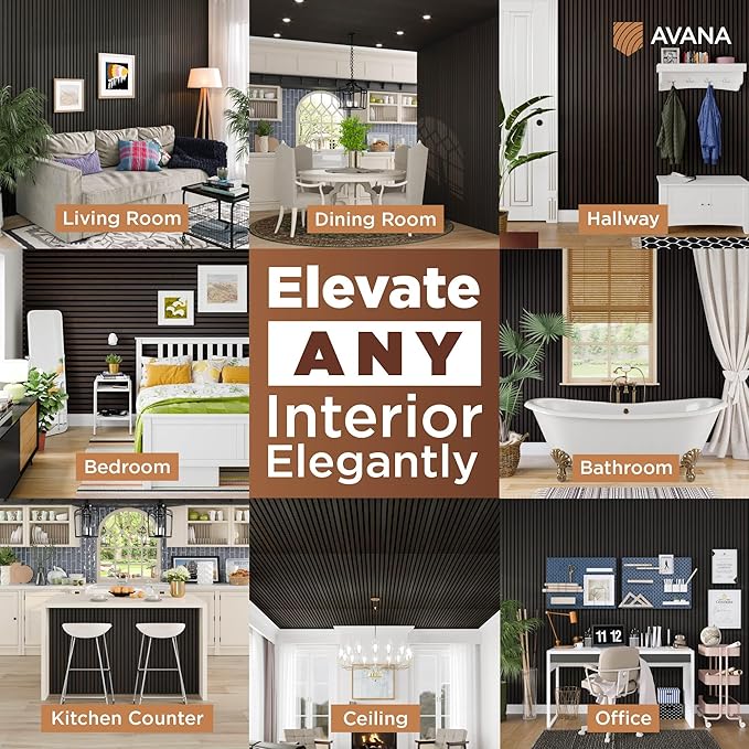 Avana Modern Acoustic Wood Wall Panels – 47.2 x 12.6 Inch Smoke Oak Acoustic (2 PCs)