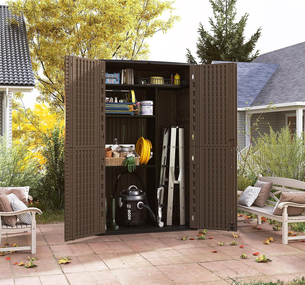 homspark storage shed weather resistance, multi-purpose outdoor storage, side view