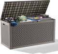 New 121 Gallon Outdoor Storage Box, Resin Deck Boxes Waterproof, Indoor Outdoor Bin for Package Delivery, Patio Cushions, Gardening Tools, Lockable, UV Resistant