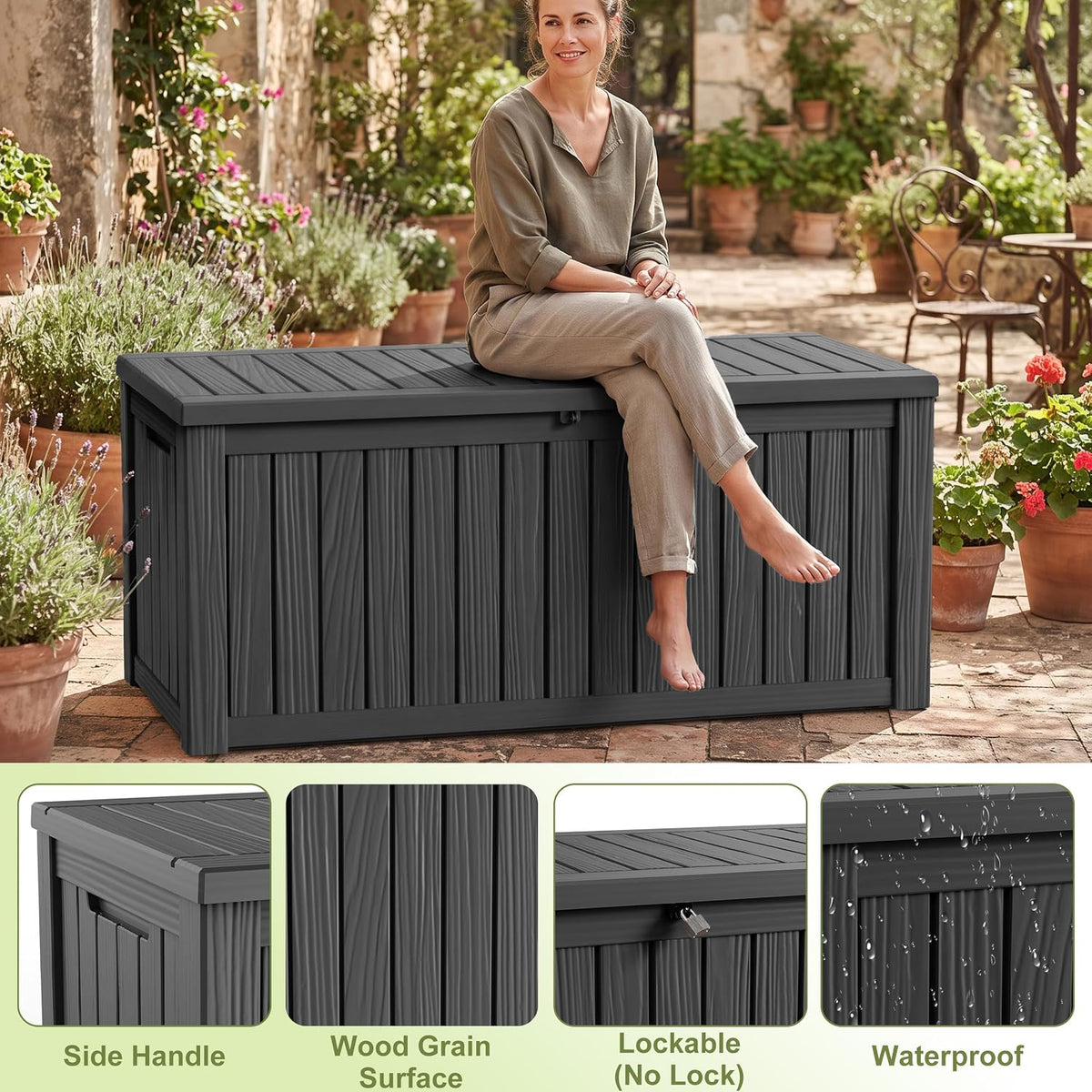 drato 310 gallon deck boxes outdoor waterproof large, package contents