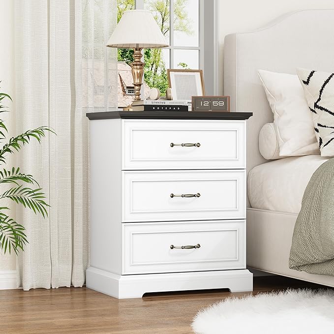 Nightstand Set of 2, Rustic Farmhouse Wood Small Dresser, Bedside Table