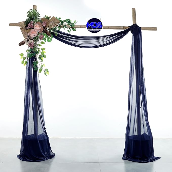 MDS Halloween Chiffon Draping Fabric - 2 Panel, 30" Wide x 100ft Long - Sheer Spooky Arbor & Canopy Drapery for Haunted House Backdrops, Party Ceilings, DIY Costumes & Themed Events - Navy Blue (Pack of 2)