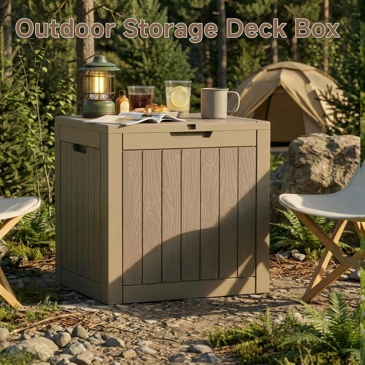 easyup 40 gallon outdoor storage box, grey, close-up detail