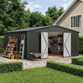 PABIMIA14X12 FT Outdoor Metal Storage Shed, Waterproof Storage Shed with Lockable Doors for Tools, Equipment, Ideal for Backyard Garden Patio Lawn