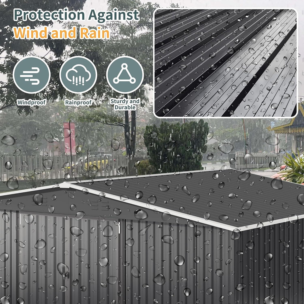 polar aurora 12x14 ft outdoor storage shed black, side view