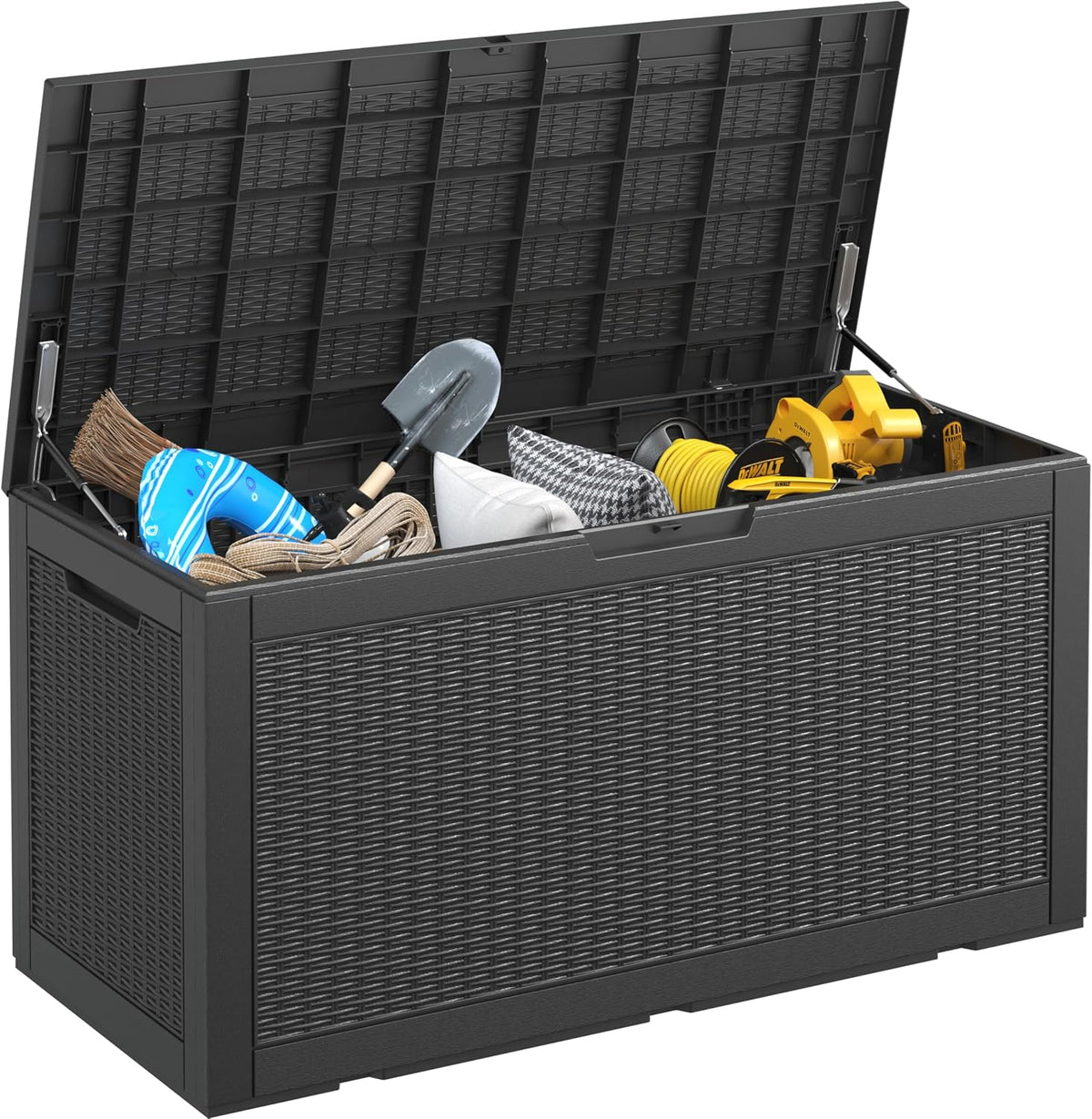 120 Gal Outdoor Storage Box Waterproof Lockable,Deck Box,Gas Lift,Black