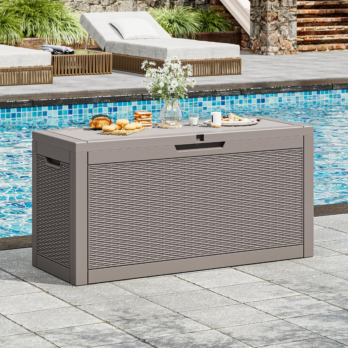 Outdoor Storage Box Waterproof, 75 Gallon Deck Box for Patio Storage
