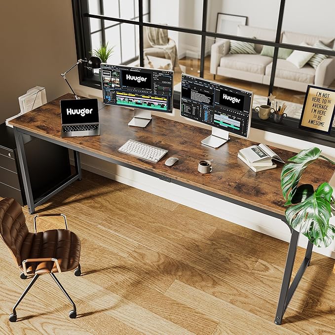 Huuger Computer Desk, 80 Inch Office Desk, Gaming Desk