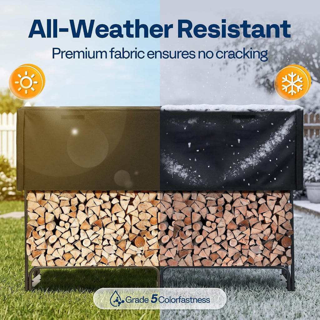 vivohome 6ft waterproof log rack cover, side view