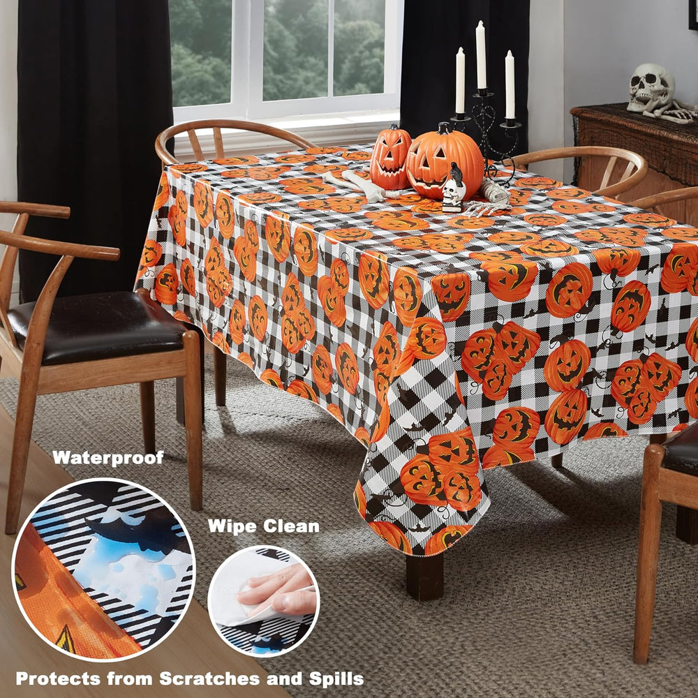 Newbridge Halloween Jack O’ Lantern 60x120 Inch Rectangle Vinyl Tablecloth