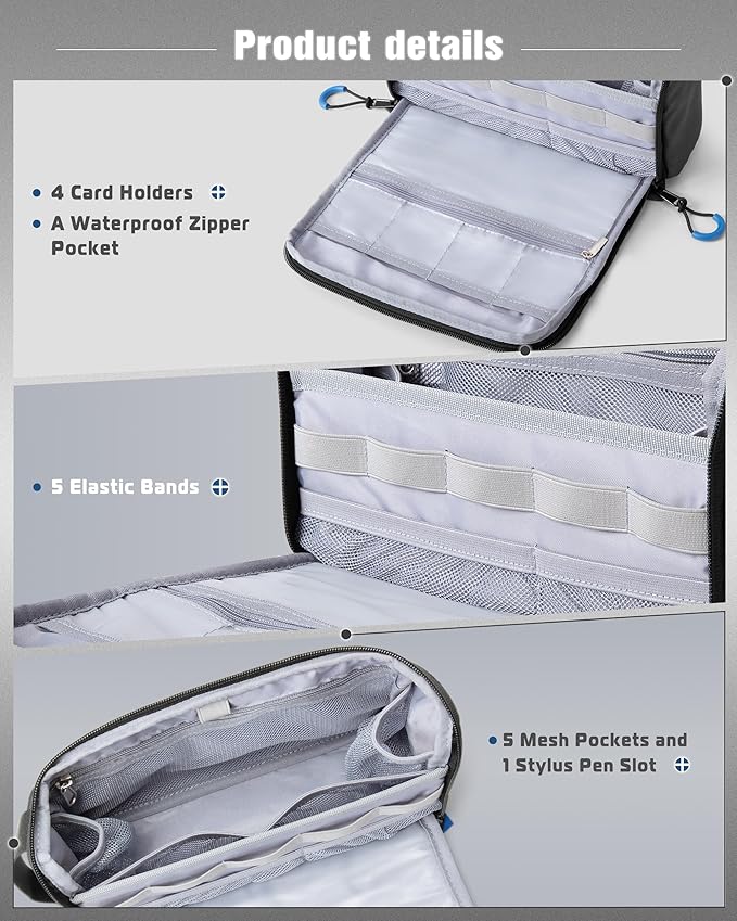 Electronics Organizer Travel Case, Water Resistant Tech Bag Charger Pouch