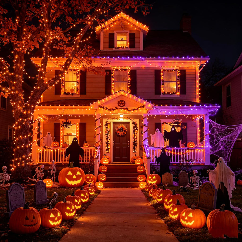 Toodour Halloween Lights RGB String Light, 131ft 350LED Orange Purple Light